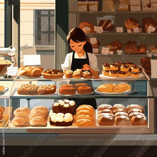 Delightful Bakery Display with Pastries