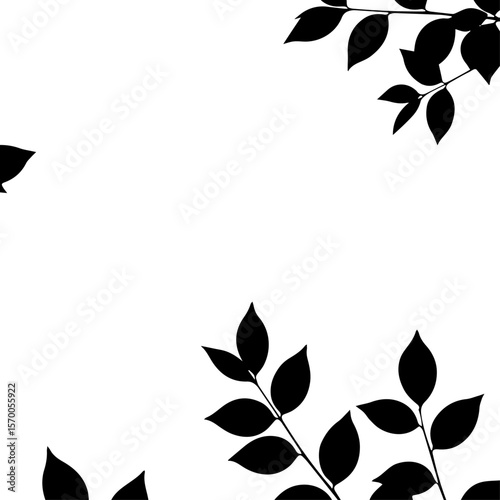 Image effects with dark tree branch silhouette and foliage for design elements and artistic enhancement. Tree branch silhouette adds dramatic flair, featuring dark leaves for stylish composition.