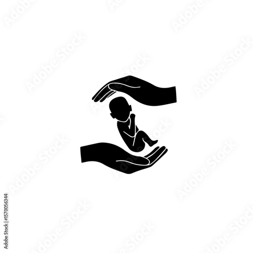 Image effects with care and protection showing gentle hands safeguarding newborn silhouette. Hands symbolize new beginning, offering support and affection.