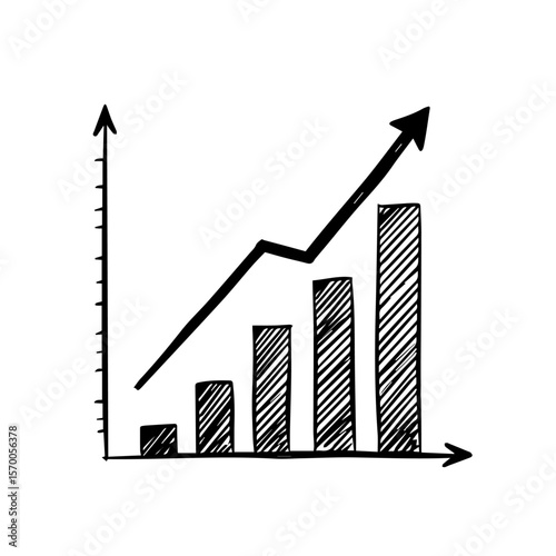 Hand drawn business chart showing growth, profit and progress. Business chart analysis showing profit increase and stock trending towards improvement, forecasting future success.