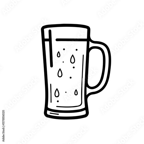 Simple beverage image in a glass mug for drink preparation. Beverage image includes visible fizz and condensation for presentation, drink preparation is perfect for commercial use, bar menus,