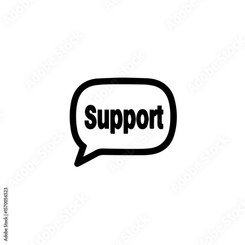 Graphic support icon displayed in black and white, a simple visual for customer service. Support icon shows commitment, illustrating help and assistance for online users.