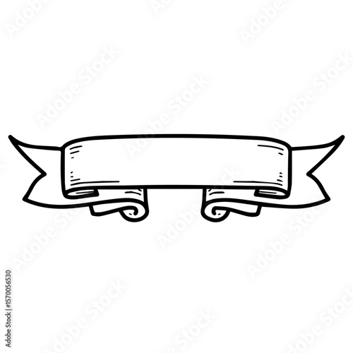 Blank banner for image effects, perfect for adding custom text, logos, or artistic flourishes. Banner is isolated on white background, ready to enhance any digital art project.
