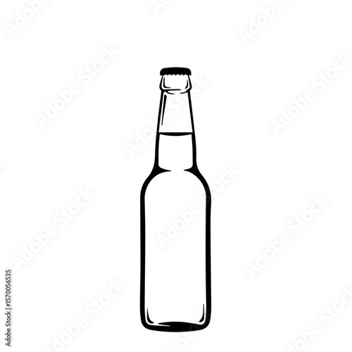 Beverage fx for advertisement, beer bottle illustration on a white backdrop, showcasing beverage fx. This beer bottle illustration with clean lines provides a clear visual.