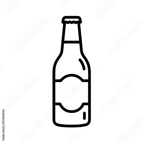 Outline bottle drawing with blank label, beer or soda bottle graphic. This clean bottle graphic of an iconic bottle shape makes it adaptable, fitting image fx needs,