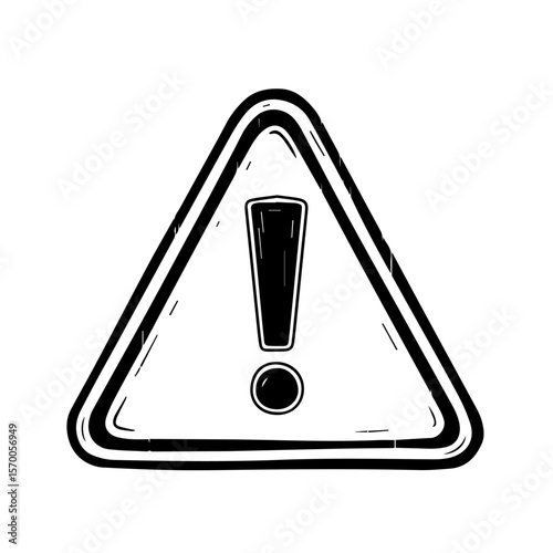 Danger sign illustrated with exclamation mark in triangle, isolated on white. Danger sign denotes hazard warning, attention, safety.