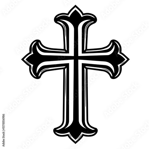 Religious cross symbol in ornate design, a Christian cross representing faith and spirituality. This detailed Christian cross conveys symbolism and devotion.