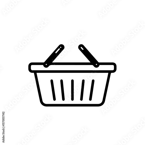 Shopping basket icon, a simple graphic of a shopping basket, for website use and print. Simple shopping basket is easily recognizable, and can symbolize sales, retail, or commerce.
