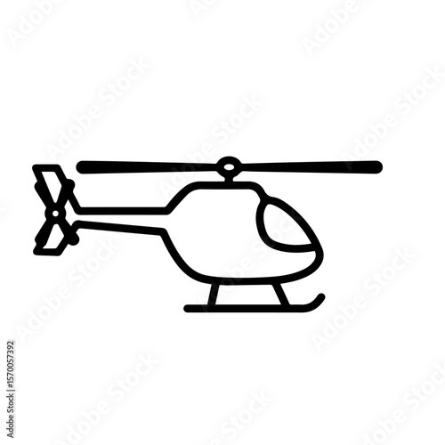 Helicopter simple drawing of transportation for travel and adventure. This simple helicopter drawing shows aviation, a symbol of flight and quick travel.
