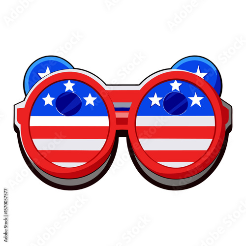 Patriotic American Flag Themed Novelty Glasses red white blue stars