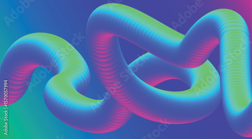 Abstract 3D Fluid Blend Flowing Background Blue Cyan Gradient Design Smooth Art Vector Illustration