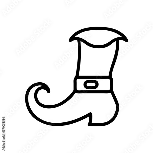 Witch boot with a curled toe in a whimsical style