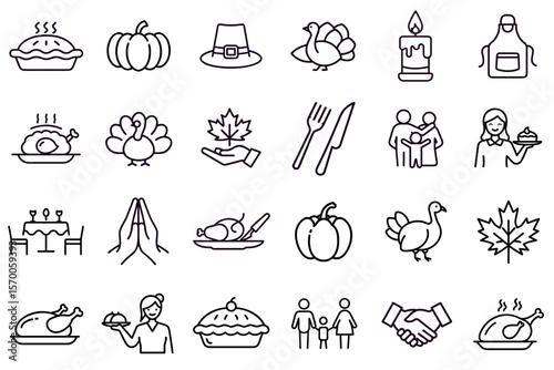 Wallpaper Mural Thanksgiving-themed icons featuring turkey, pie, and autumn leaves   Torontodigital.ca
