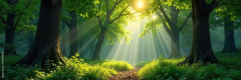 Majestic Sunlight Dapples Ancient Beech Forest, Creating a Tranquil and Magical Atmosphere, Perfect for Fantasy or Nature Themes Majestic Sunlight Dapples Ancient Beech Forest, Creating a Tranquil and Magical Atmosphere, Perfect for Fantasy or Nature Themes