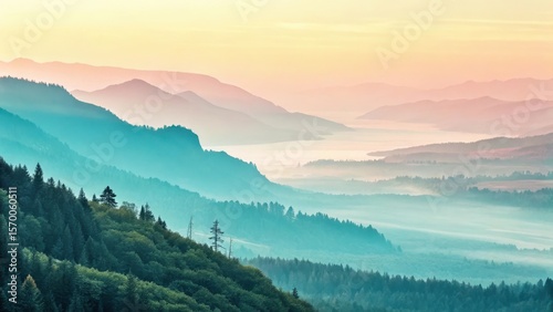 Misty Mountain Majesty A Serene Landscape Panorama