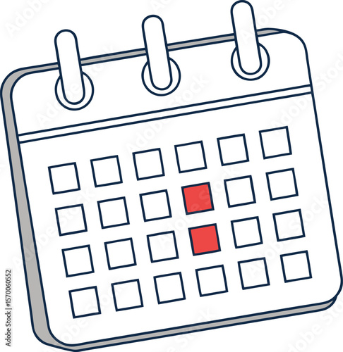Simple illustration of a calendar with two red marked days date marking