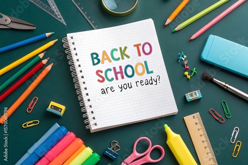 Back to school vector concept design. Back to school text in notebook item with crayons and pencil elements for educational learning objects. Vector illustration. 