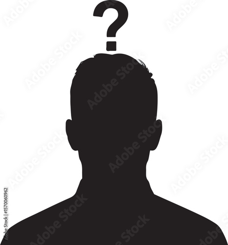 Mystery Man Silhouette – Question Mark Face Vector human head with question mark symbol