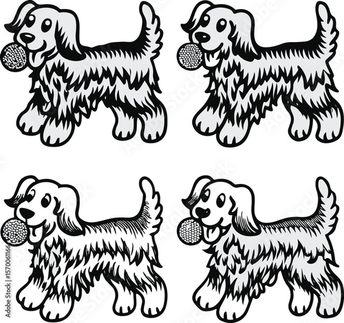 Cute Dog Silhouette Set – Cartoon Puppy Breed Clipart set of puppies
