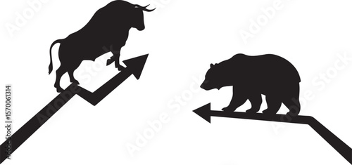 Bull and Bear Market Silhouettes – Financial Symbol Clipart"