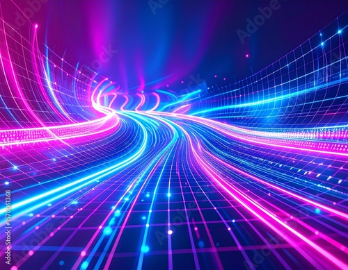 Futuristic holographic data with cyberpunk aesthetics, glowing code on a translucent dark background, in hues of blue, green, and magenta. Hyper-realistic, sci-fi inspired.