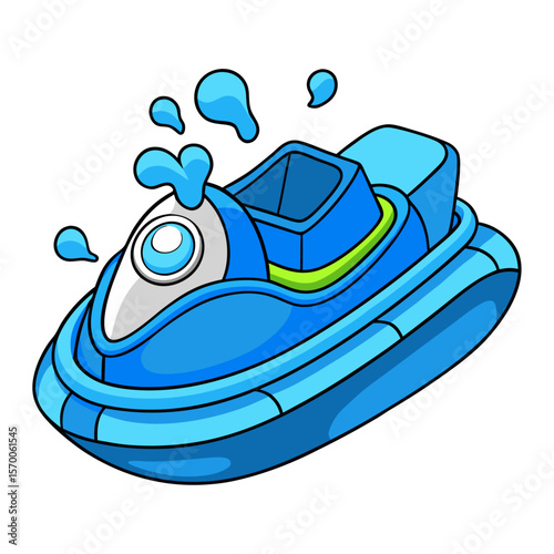 Blue jet ski with water splashes watercraft water sport