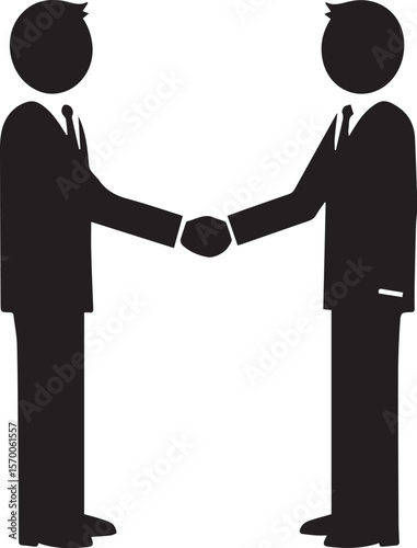 Business Handshake Silhouette – Professional Agreement Icon two businessmen shaking hands