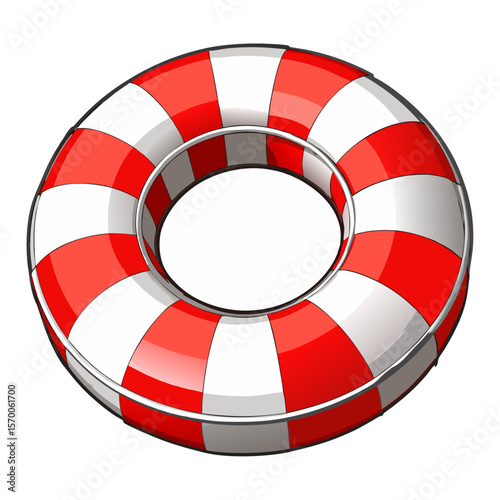 Red and white striped life preserver ring buoy safety equipment