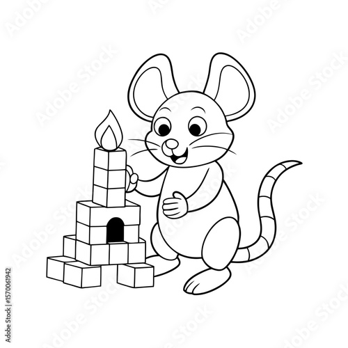 Printable Mouse Building Marshmallow House Outline