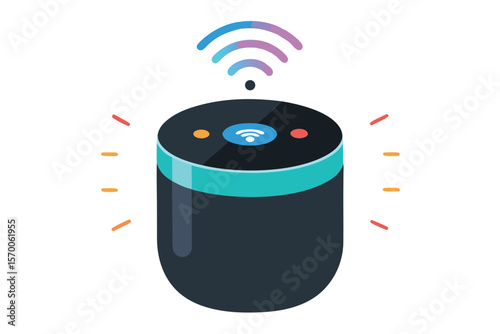 Smart speaker with wifi signal and colorful lights voice assistant technology