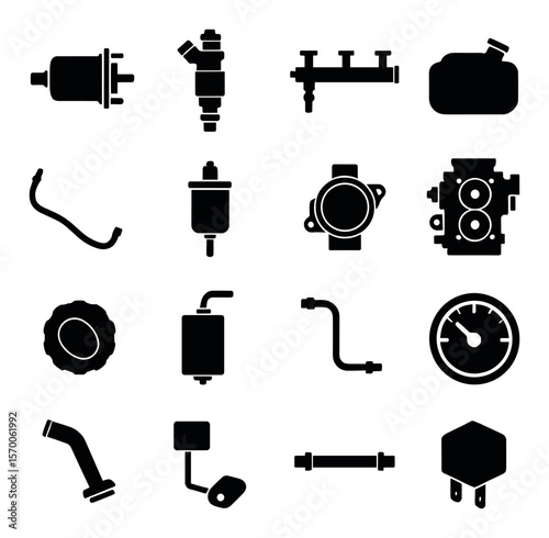 Fuel system collection, automotive parts set. gas components and engine functions