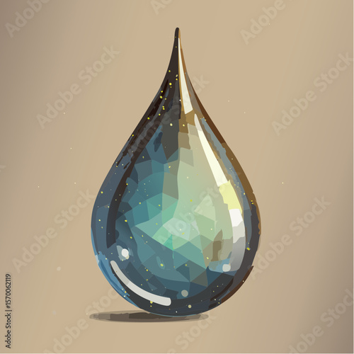 geometric serum drop with faceted crystal-inspired design