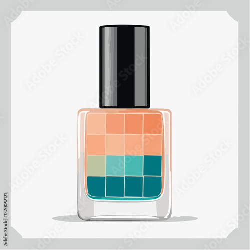 mosaic-style square nail polish bottle with textured pattern fill