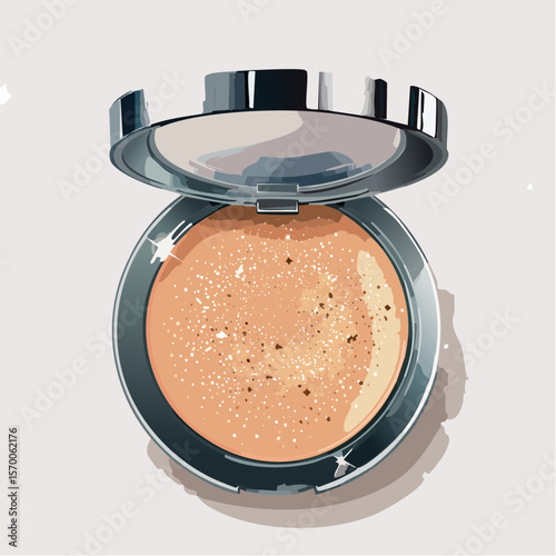 sparkling compact powder with metallic edge and shimmer fill