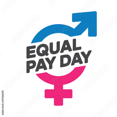 Equal Pay Day Graphic with Gender Symbols Promoting Equality and Awareness for Fair Compensation and Economic Justice, Highlighting the Importance of Gender Pay Equity.