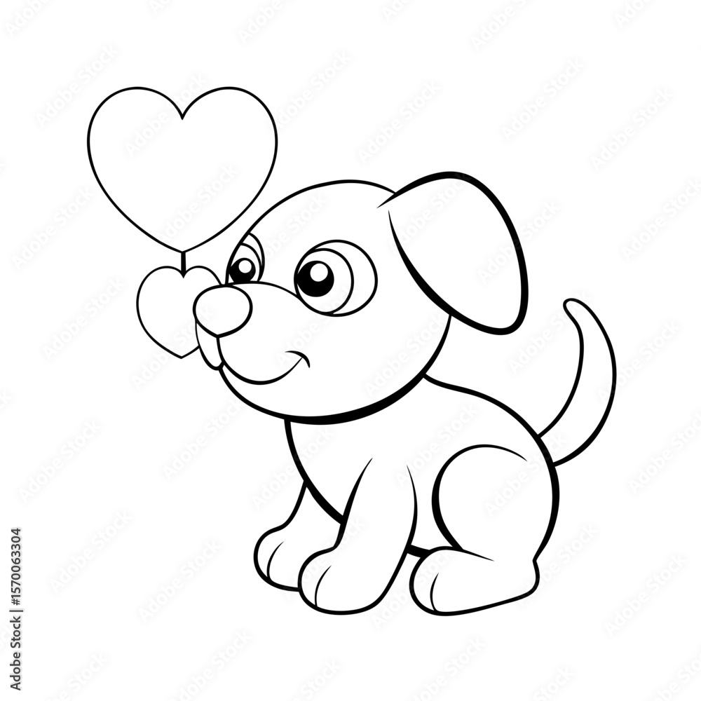 Naklejka premium Printable Puppy Blowing Heart Shapes Outline