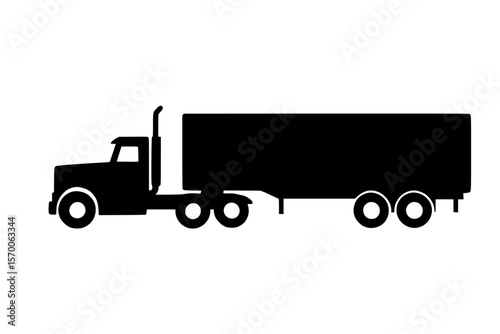 Silhouette of a Truck on a White Background