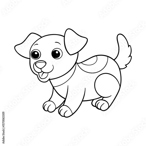 Printable Puppy Catching Butterflies Outline