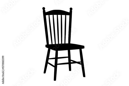 Silhouette of a Classic Wooden Chair, Black Color Isolated on White Background