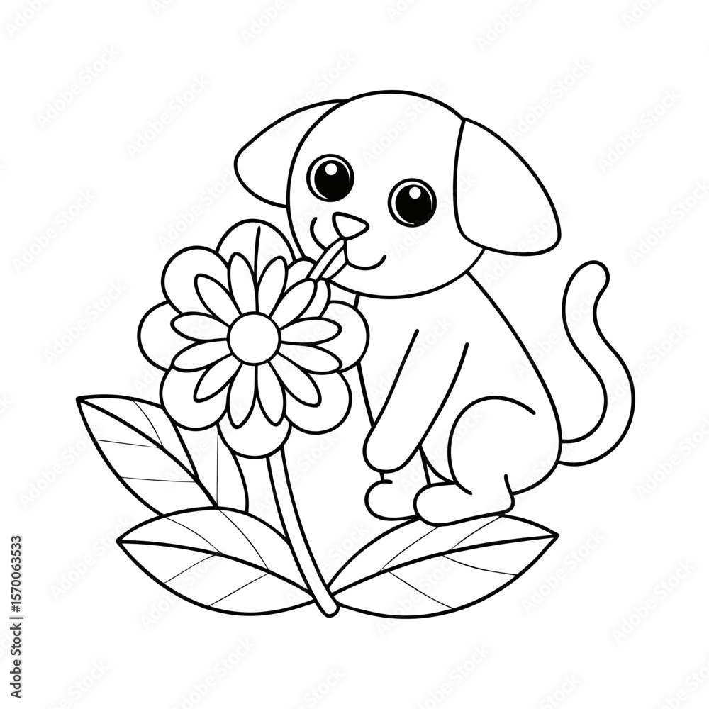 Obraz premium Printable Puppy Drinking Lemonade Outline