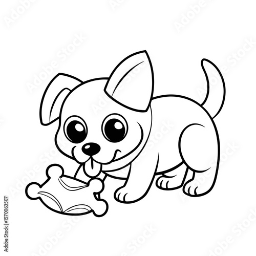 Printable Puppy Digging Up Candy Outline