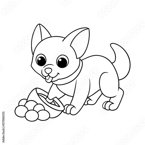 Printable Puppy Digging For Buried Treasure Outline