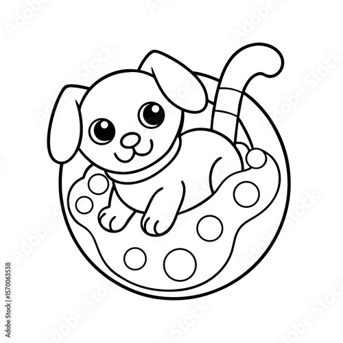 Printable Puppy Floating In A Sundae Outline