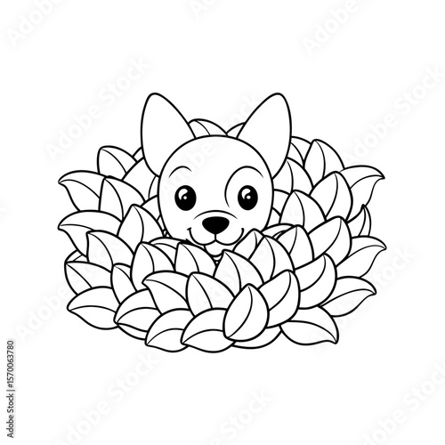 Printable Puppy Peeking From A Flowerpot Outline