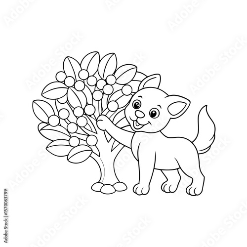 Printable Puppy Picking Jellybeans Outline