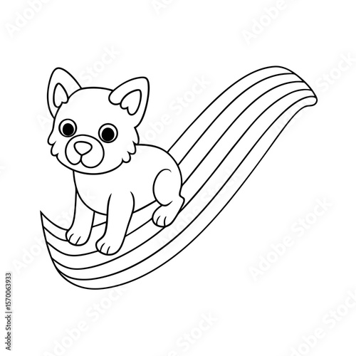 Printable Puppy Gliding Down Candy Slide Outline