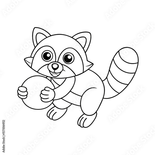Printable Raccoon Bouncing A Jellybean Outline