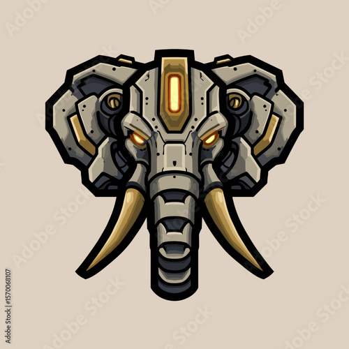 Dynamic elephant logo design depicting a blend of technology and wildlife in a vibrant esports theme