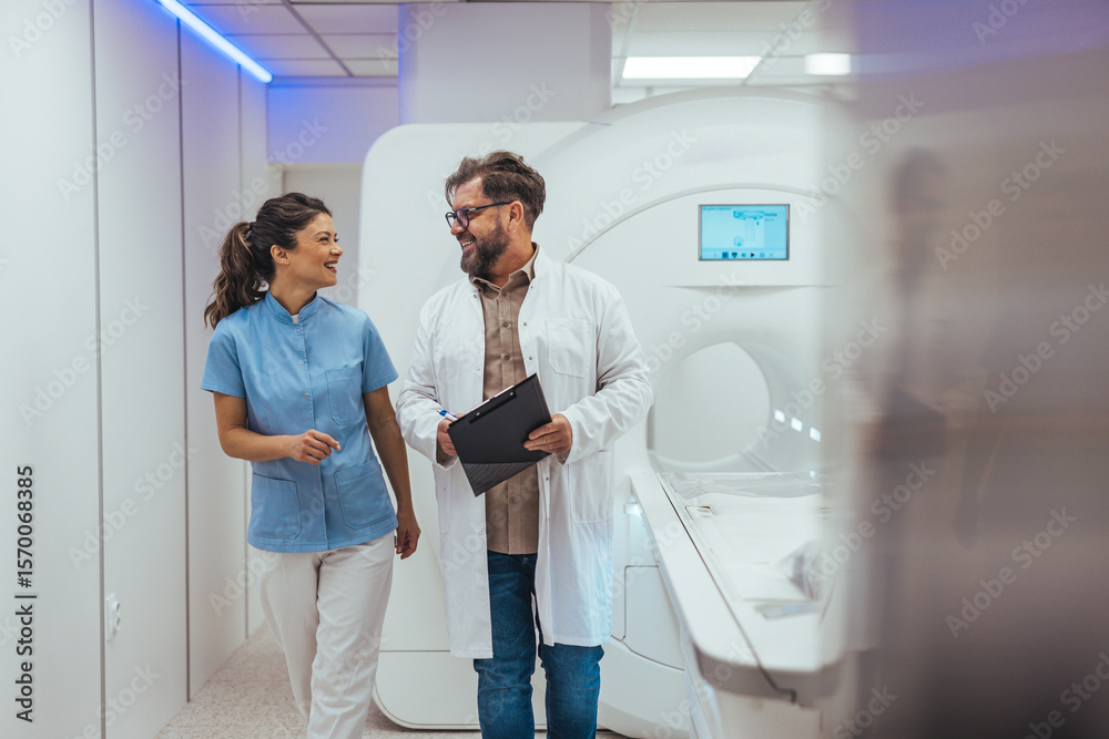 Obraz premium Teamwork Between Medical Professionals in a Healthcare Facility Setting