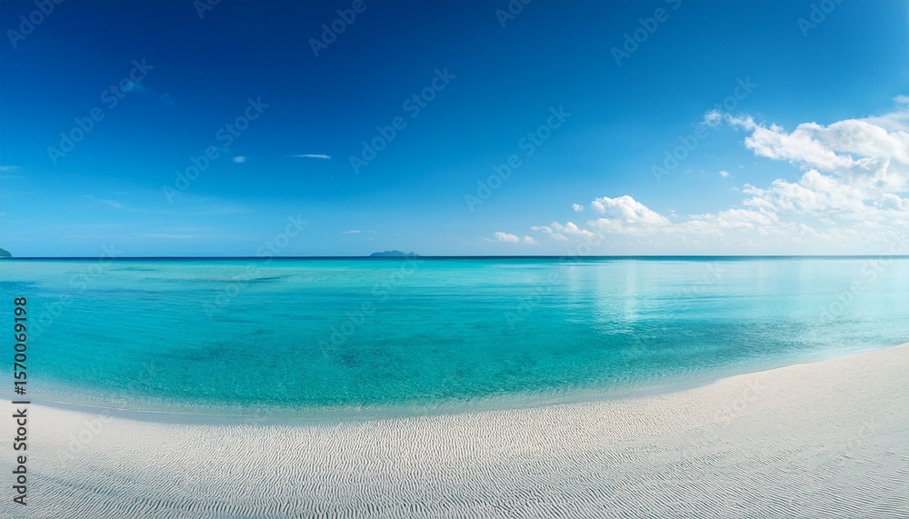 Fototapeta premium serene minimalist beach scene clear sky calm water white sand